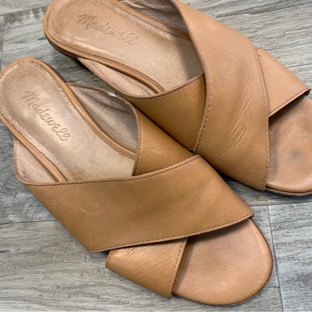Madewell Ruthie Leather Criss Cross Slip On Mules - Picture 10 of 13